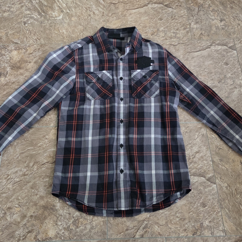 Men's Harley Davidson Plaid Button-Up Shirt